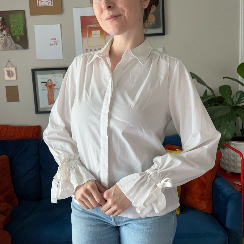 Tie Sleeve white blouse